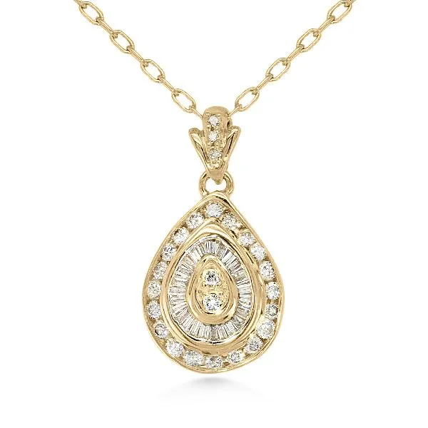 14K Diamond Tiered Pear Pendant - Estate Goldmart Jewelers Redding, CA
