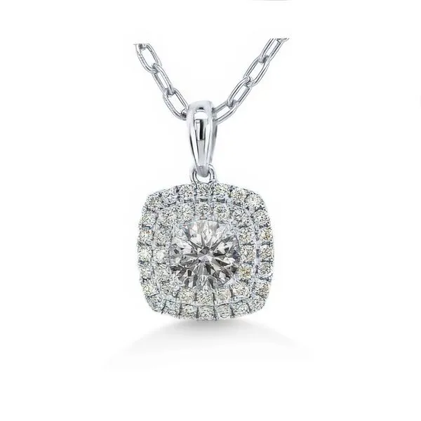 18K Diamond Semi Double Halo Pendant – GM Signature Goldmart Jewelers Redding, CA