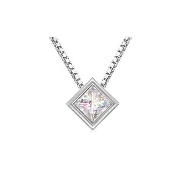 14K FoF Princess Cut Diamond Bezel Pendant – Goldmart Goldmart Jewelers Redding, CA