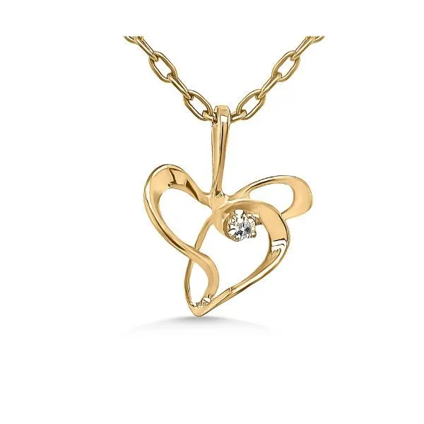 14K Diamond Free Form Heart Pendant - Estate Image 2 Goldmart Jewelers Redding, CA