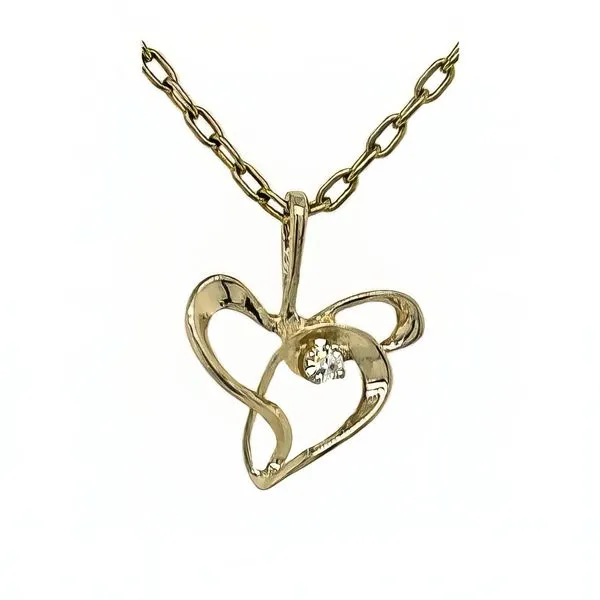 14K Diamond Free Form Heart Pendant - Estate Goldmart Jewelers Redding, CA