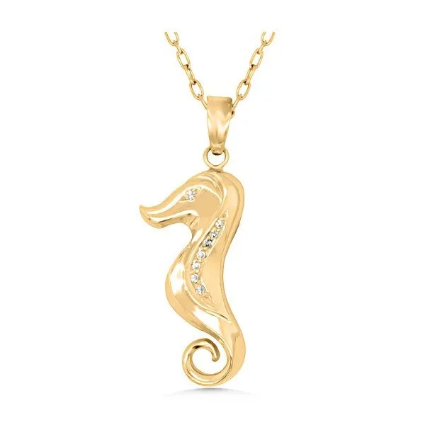 14K Diamond Seahorse Pendant - Estate Goldmart Jewelers Redding, CA