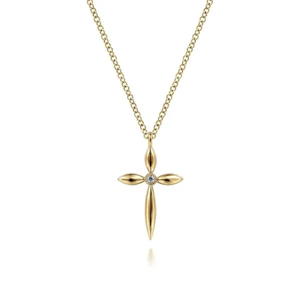 14K 17.5” Diamond Cross Pendant by Gabriel & Co. Goldmart Jewelers Redding, CA