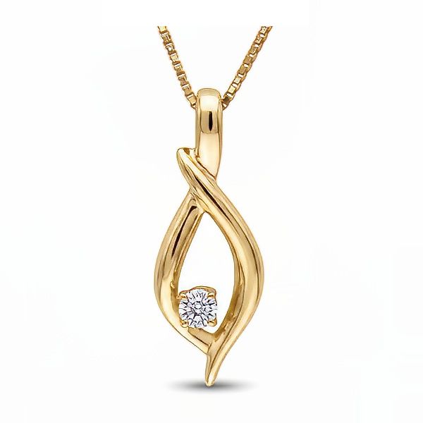 14K Yellow Gold Estate Diamond Swirl Pendant Goldmart Jewelers Redding, CA