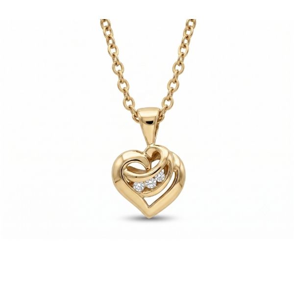14K Yellow Gold Estate Heart Diamond Pendant Goldmart Jewelers Redding, CA