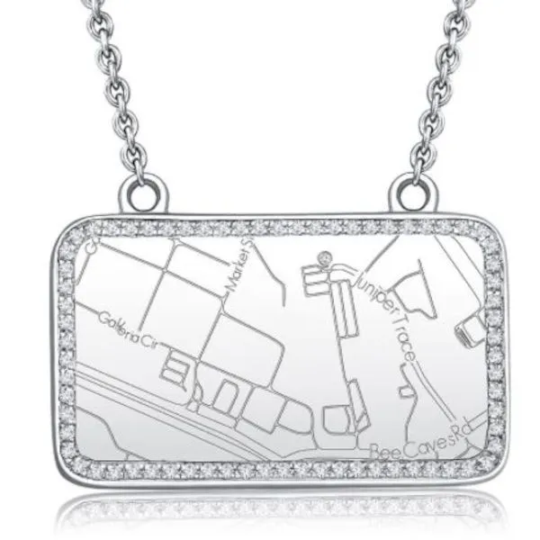 Customizable Map Necklace with Diamond border by A.Jaffe Goldmart Jewelers Redding, CA