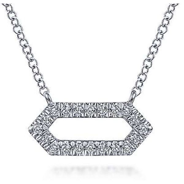 Up-to-Date, 14K Elongated Hexagonal Necklace by Gabriel Goldmart Jewelers Redding, CA