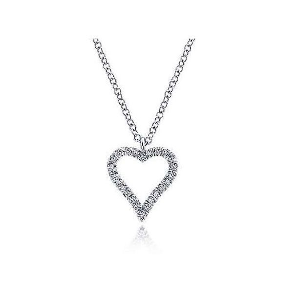 Stylish, 14K Pavé  Open Heart Necklace by Gabriel Goldmart Jewelers Redding, CA