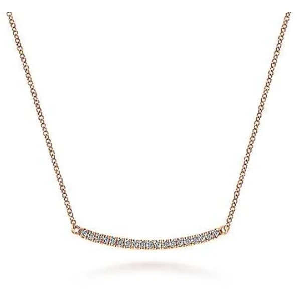 14K Pave Curved Bar Necklace by Gabriel & Co. Goldmart Jewelers Redding, CA