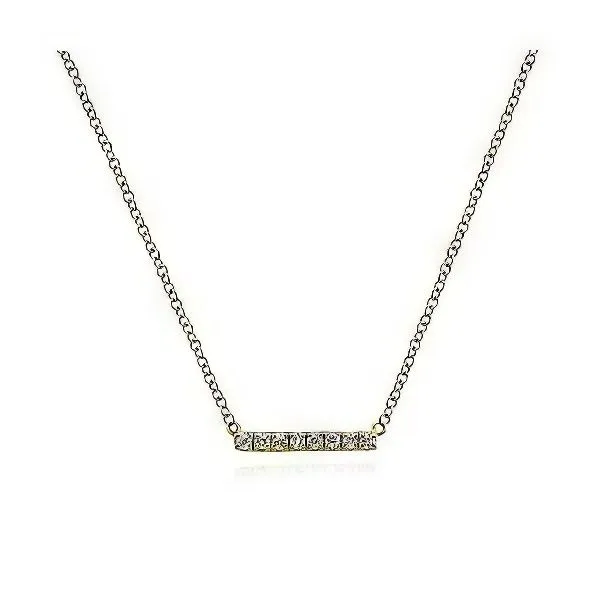14K Petite Pavé Diamond Bar Necklace by Gabriel & Co. Goldmart Jewelers Redding, CA