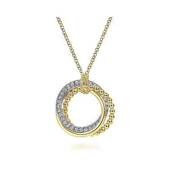 14K Circles Pavé Necklace by Gabriel Goldmart Jewelers Redding, CA