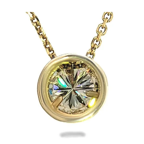 14K FoF Diamond Bezel Solitaire Necklace - GM Signature Image 2 Goldmart Jewelers Redding, CA