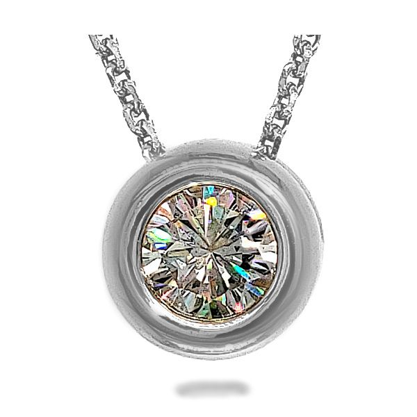 14K FoF Diamond Bezel Solitaire Necklace - GM Signature Goldmart Jewelers Redding, CA