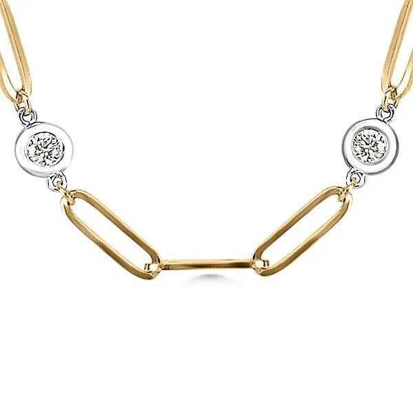 14K 18” Diamond Paperclip Necklace by GM Signature Image 2 Goldmart Jewelers Redding, CA