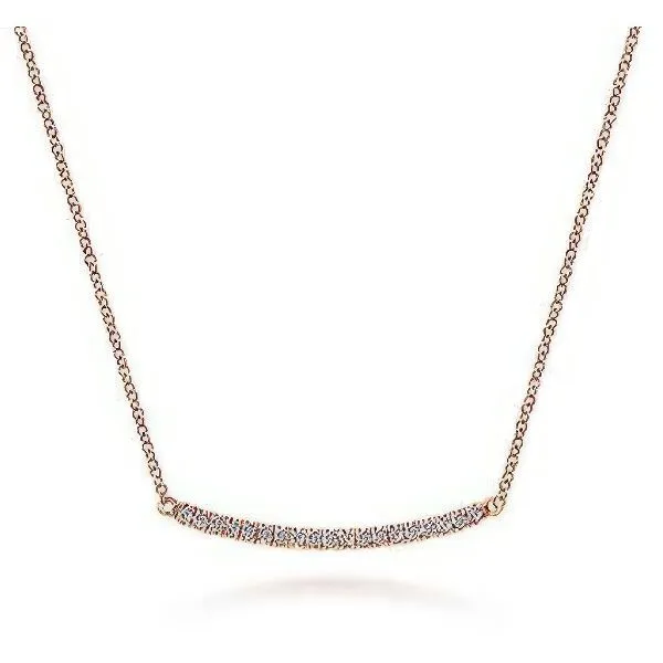 14K Pavé Curved Bar Necklace by Gabriel & Co. Goldmart Jewelers Redding, CA