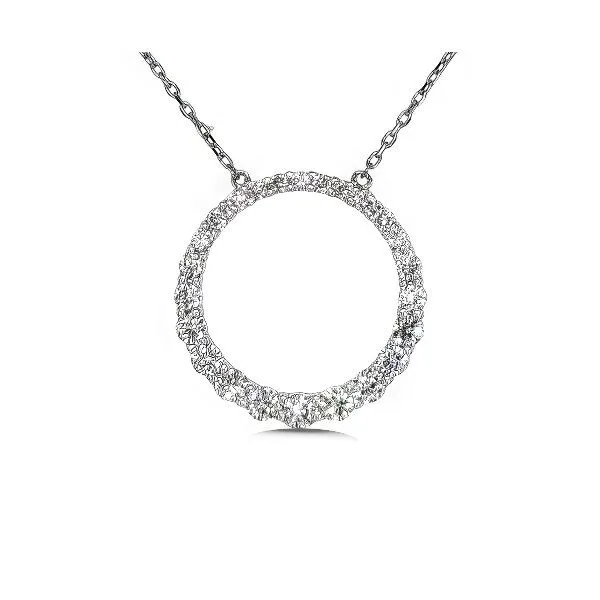 14K 18” Gradual Diamond Circle Pendant - Goldmart Goldmart Jewelers Redding, CA