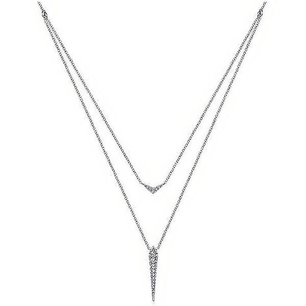 14K Pavé Bar & Spike Necklace by Gabriel & Co. Goldmart Jewelers Redding, CA