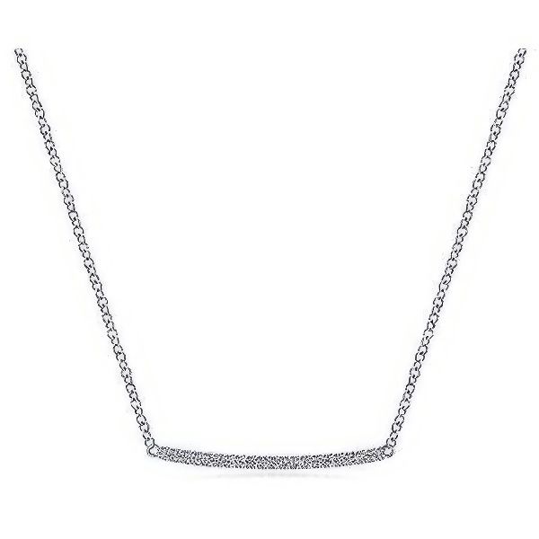 14K Curved Pavé Bar Necklace by Gabriel & Co. Goldmart Jewelers Redding, CA