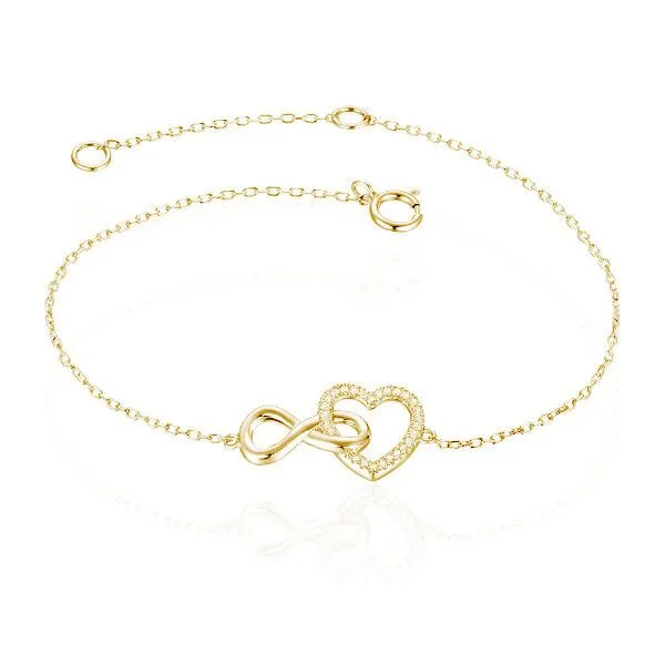 14K Infinity & Heart Link Ankle Bracelet by Luvente Goldmart Jewelers Redding, CA