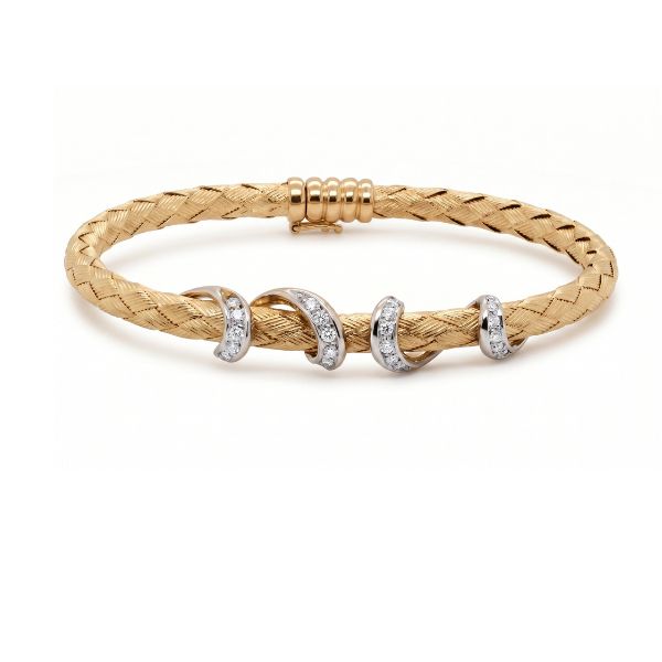 14K Yellow Gold Estate Etched Diamond Bangle Bracelet Goldmart Jewelers Redding, CA