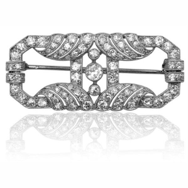 Platinum Vintage Estate Pin With Round Diamonds Goldmart Jewelers Redding, CA
