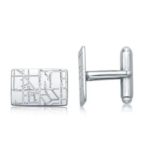 Customizable, Sterling Silver Map Cuff Links by A.Jaffe Goldmart Jewelers Redding, CA