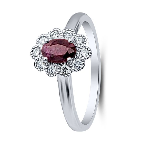 14K Ruby & Diamond Halo Fashion Ring - GM Signature Goldmart Jewelers Redding, CA