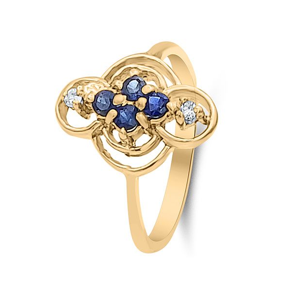 Fanciful, Retro Era 14K  Blue Sapphire Swirl Fashion Ring Goldmart Jewelers Redding, CA