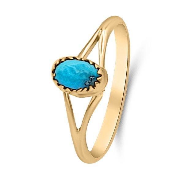 Precious, Retro Era, 14K Turquoise Solitaire Ring (Estate) Goldmart Jewelers Redding, CA