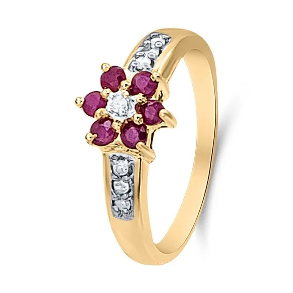 Wonderful, Retro Era 14K Ruby Flower Fashion Ring (Estate) Goldmart Jewelers Redding, CA