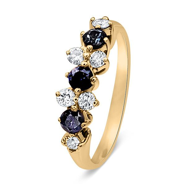Retro Era 14K Blue Sapphire/Diamond fashion ring (Estate) Goldmart Jewelers Redding, CA