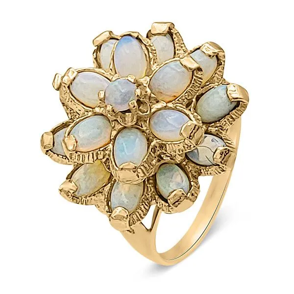 Bursting with Opals, Retro Era 14K Flower Ring (Estate) Goldmart Jewelers Redding, CA