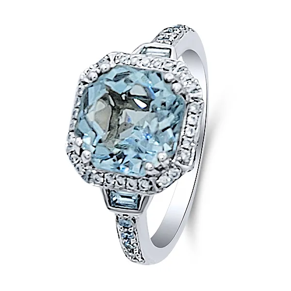 14K Mid-Century Modern Aquamarine Ring - Estate Goldmart Jewelers Redding, CA
