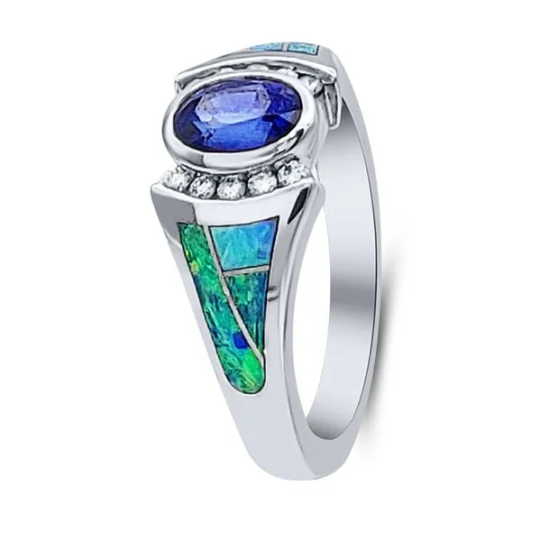 14K Blue Sapphire, Australian Opal Fashion Ring by Kabana Goldmart Jewelers Redding, CA