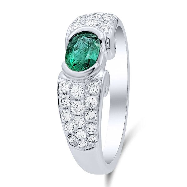 Emerald and Diamond Platinum Fashion Ring (Estate) Goldmart Jewelers Redding, CA