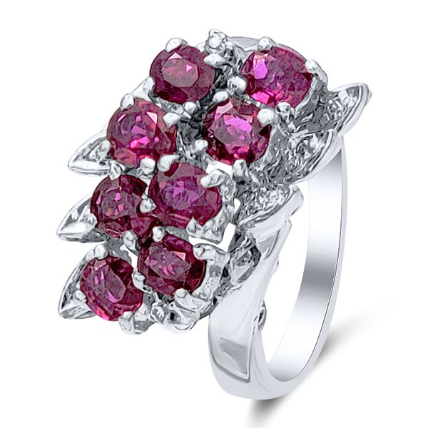 18K Oval Rubies & Diamond Bypass Fashion Ring - Estate Goldmart Jewelers Redding, CA