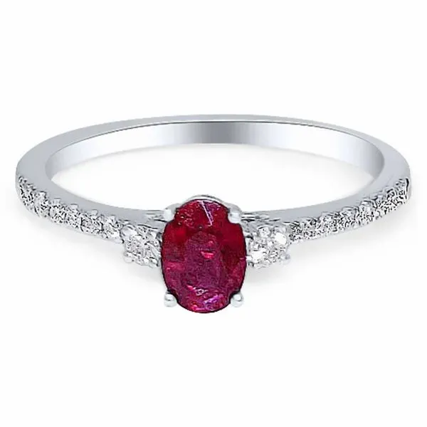 14K Oval Ruby & Diamond 3 gem Ring - GM Signature Goldmart Jewelers Redding, CA