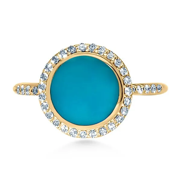 14K Round Turquoise Halo Fashion Ring by Kabana Goldmart Jewelers Redding, CA