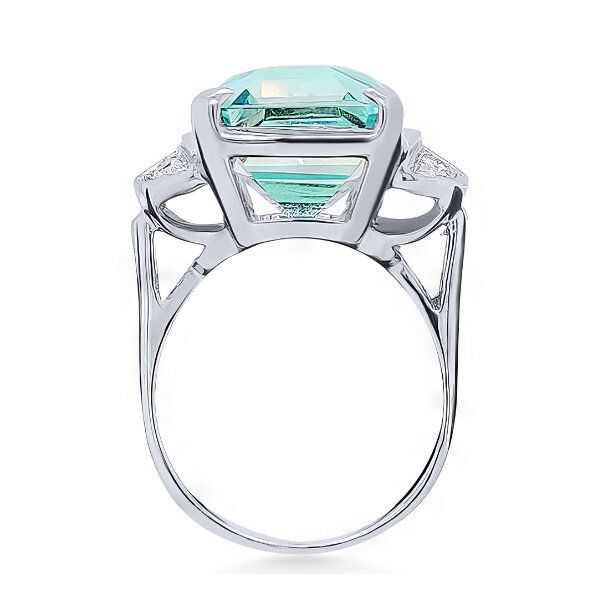 18K Cut Aquamarine & Diamond Fashion Ring - Estate Image 2 Goldmart Jewelers Redding, CA