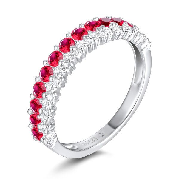 14K Ruby & Diamond Band Ring by Luvente Goldmart Jewelers Redding, CA