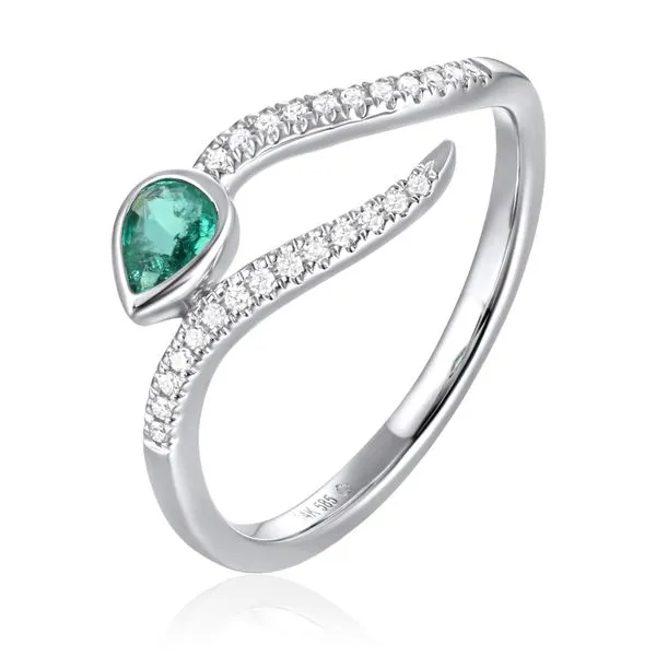 14K Pear Emerald Free Form Ring by Luvente Goldmart Jewelers Redding, CA