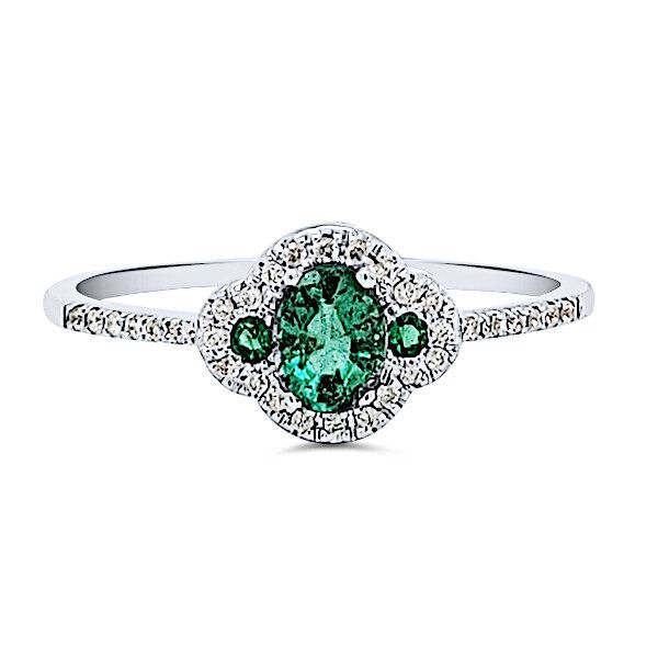 14K Halo Emerald & Diamond Ring - GM Signature Goldmart Jewelers Redding, CA