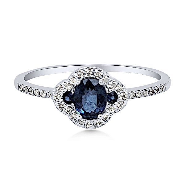 14K Blue Sapphire Halo Ring – GM Signature Goldmart Jewelers Redding, CA
