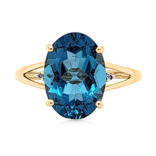 14K Oval Topaz & Diamond Fashion Ring (Estate) Goldmart Jewelers Redding, CA