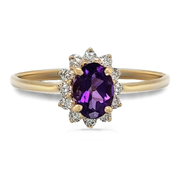 14K Amethyst & Diamond Halo Ring – GM Signature Goldmart Jewelers Redding, CA