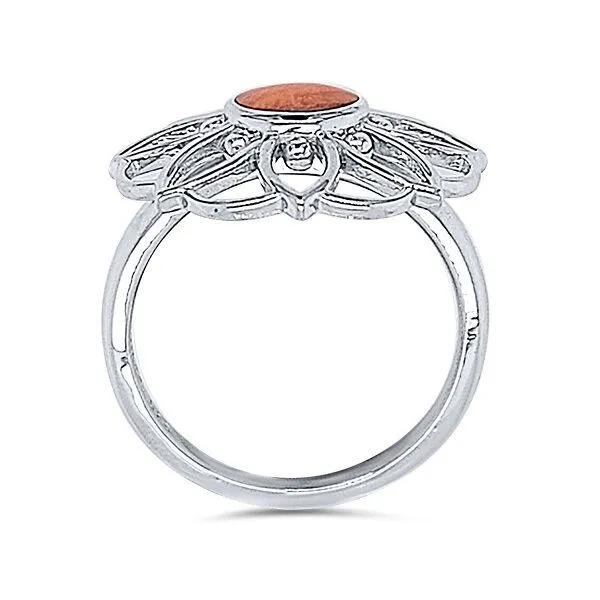 SS Red Spiny Oyster Shell Flower Fashion Ring by Kabana Image 2 Goldmart Jewelers Redding, CA