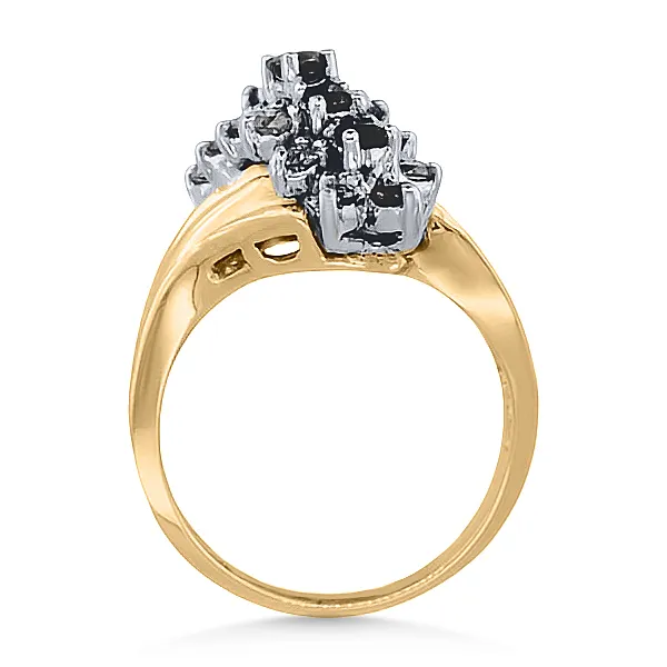 14K Blue Sapphires & Diamond Fashion Ring - Estate Image 2 Goldmart Jewelers Redding, CA