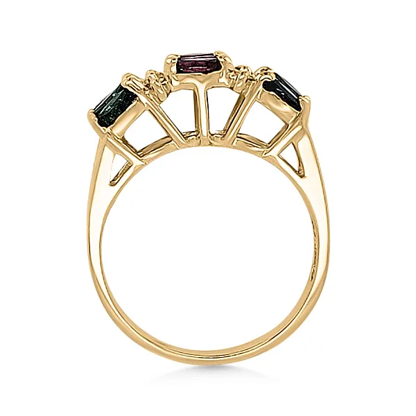 14K Emerald, Ruby, Sapphire, Diamond Fashion Ring - Estate Image 2 Goldmart Jewelers Redding, CA