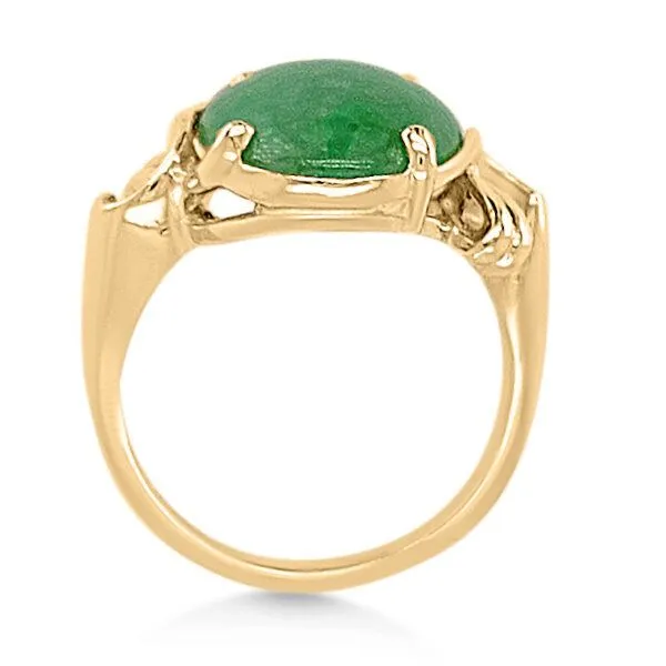 14K Cabochon Natural Jade Kimberly Ring Estate