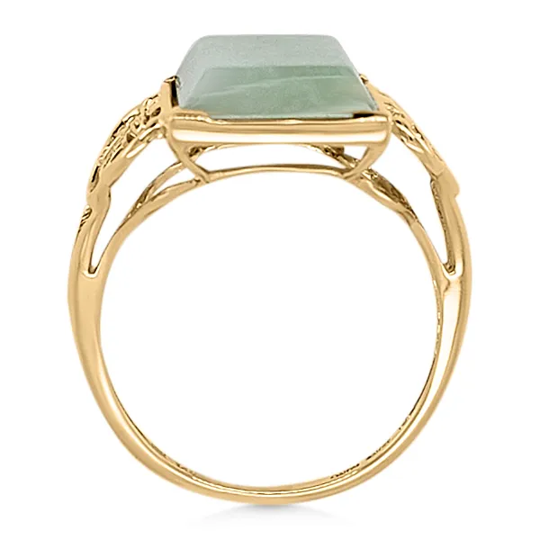 14K Cabochon Natural Jade Fashion Ring - Estate Image 2 Goldmart Jewelers Redding, CA
